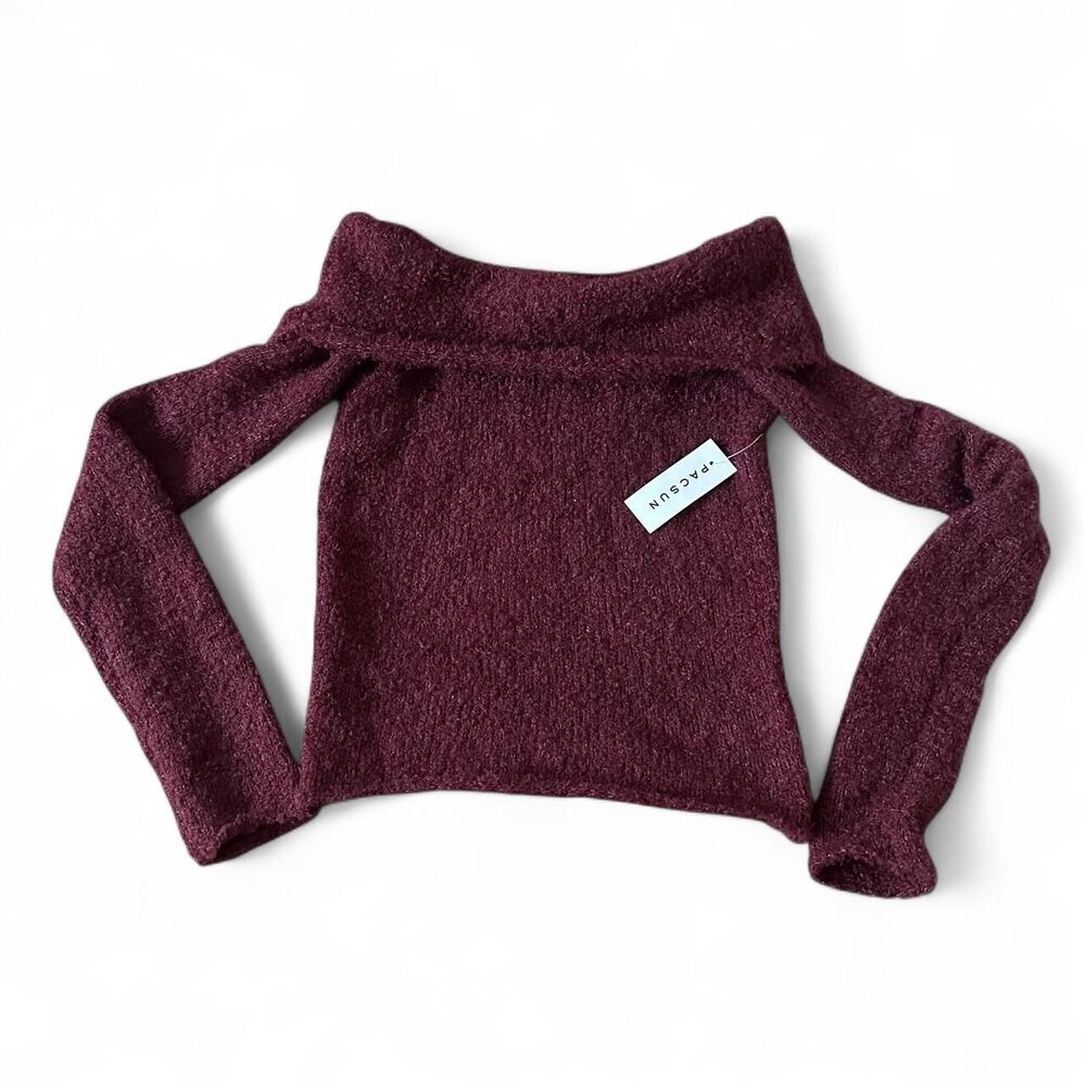 NWT Berverly & Beck Burgandy Off the Shoulder Sweater Small